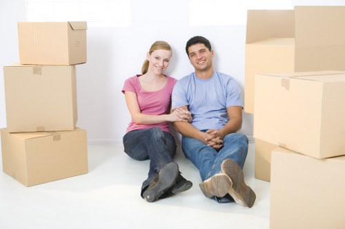 Student removals in Edgware with packed boxes ready for transport