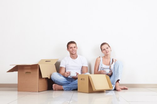 Organised student house move in Edgware with labeled boxes
