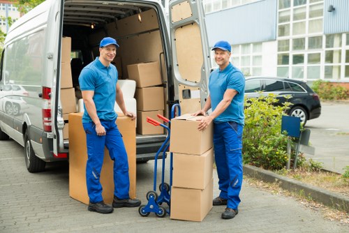 Packing boxes and household items for a move in Edgware