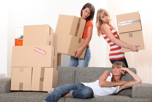 Retail stock and fixtures being organised for commercial removals in Edgware