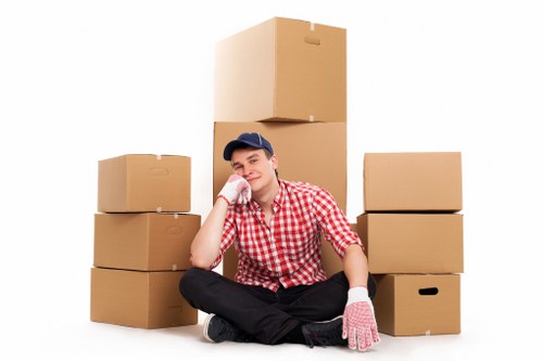 Office relocation service with boxes and equipment in Edgware